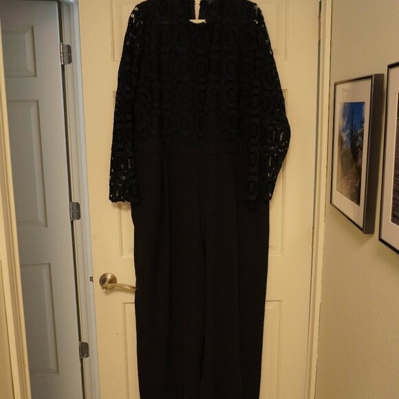 Eloquii Pants - Eloquii Black Lace Jumpsuit Size 20 Elegant Wide Leg Formal Evening.  NWOT